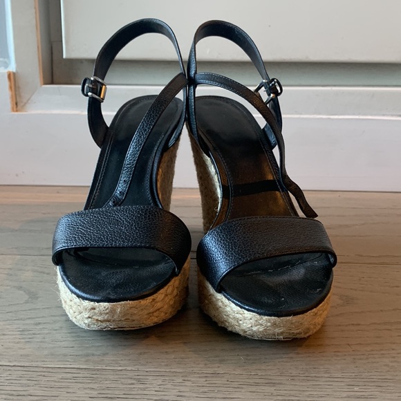Michael Kors black leather espadrille wedges - Picture 5 of 6
